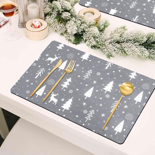 Meetcolor Christmas Dish Drying Mat, 12" x 19" Drying Mat for Kitchen Counter, Super Absorbent Coffee Mats Fits Under Coffee Maker, Kitchen Accessories for Espresso Machine, Gray — view 5
