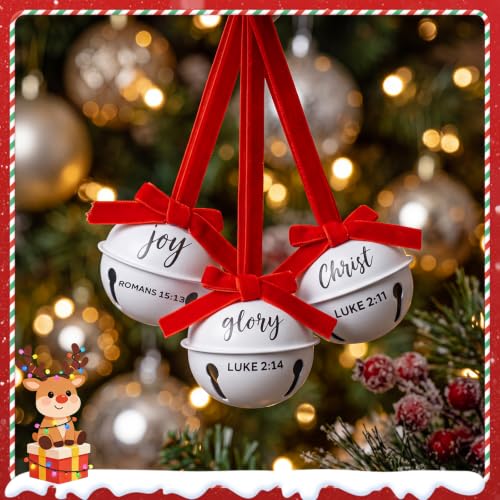 Yinder 12 Pcs Christmas Christian Jingle Bells 2.36" Metal Bible Verses by Yinder - Used condition - Image 6
