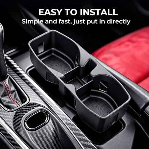 Image of Center Console Cup Holder Inserts for Dodge Charger 2026 2025 2024, Interior Accessories TPE Car Cup Holders Covers Protector, Black