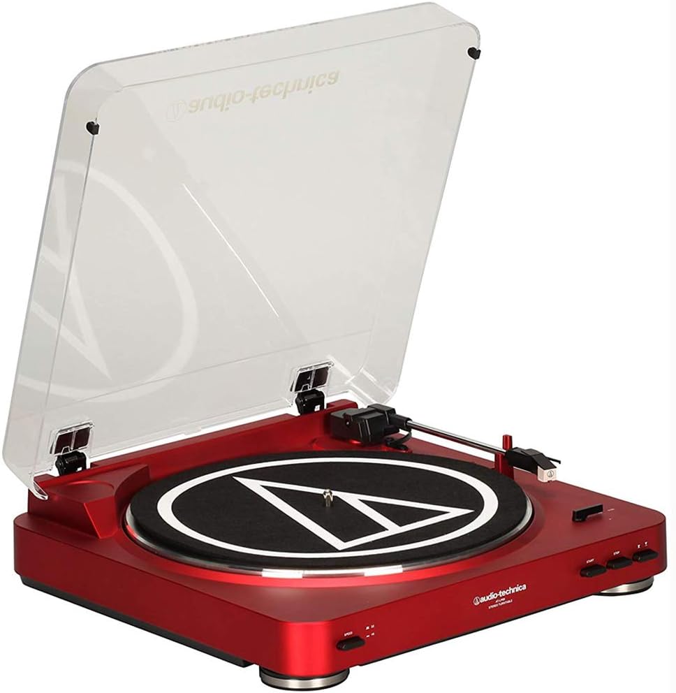 Audio-Technica AT-LP60 Fully Automatic Belt-Drive Stereo Turntable, Red