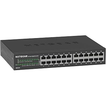 Netgear GS324 24 Port Switch Gigabit Ethernet LAN (Plug-and-Play Network, Fanless, 19-inch Rack Mount, Robust Metal Housing),