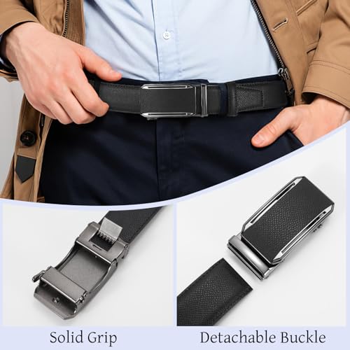 SANSTHS Ratchet Belts for Men, Leather Ratchet Belt Mens Ratchet Belt with Adjustable Buckle Men Belt Fit Everywhere3