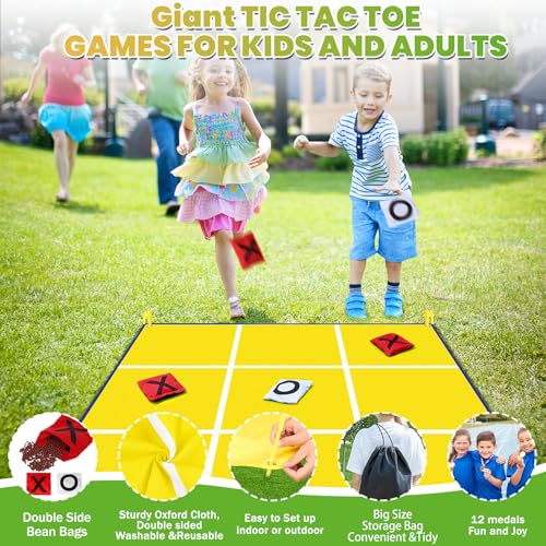 2-in-1 Giant Bean Bag Toss Large Tic Tac Toe Outdoor Games for Kids Adults-4.5ft Outside Lawn Yard Camping Field Day Games for Kid Family-Backyard Fun Carnival Beach Picnic Party Easter Outdoor Game by WYRJXYB - Image 2