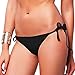 Fittoo Sexy V Cut Bikini Bottom Tie Sides for women Cheeky Booty T-Back Ladies Swimsuit Black S