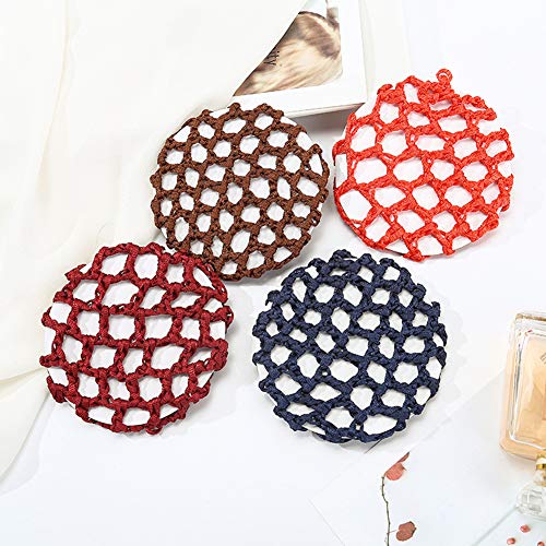 12 Pieces Hair Bun Cover Snood Hair Net Handmade Knit Mesh Fabric Hair Bun Net For Girls Women Ballet Dance Skating Assorted Color (Send By Random) #TOP5
