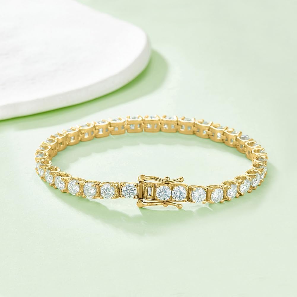 4MM Moissanite Tennis Bracelet Women Men - S925 Pure Silver Women's Bracelet Gift, Size 6-9 inches