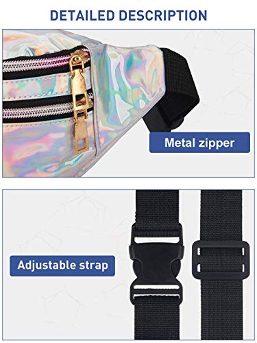 LIVACASA Gürteltasche Damen Gürteltasche Metallic Wasserabweisend Bauchtasche 2 Fächer Schultertaschen Mädchen Umhängetaschen Handytasche Tasche Reise Wandern Silbern