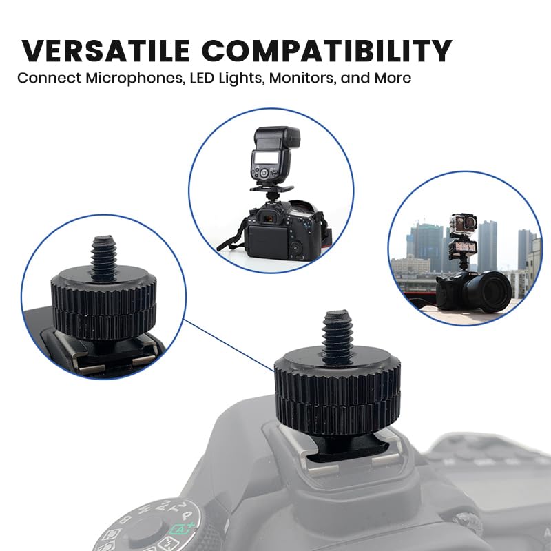 Hot Shoe Adapter 1/4 Inch Camera Hot Shoe Mount Adapter Tripod Screw for DSLR Camera Rig Cold Hotshoe Screw Accessory Attachment for Camera Flash Shoe to 1/4
