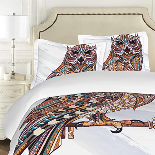 Gredbh Cartoon Owl Bedding Set Owl Duvet Cover Animal Comforter Cover Twin Size Quilt With 2 Pillowcases Soft Microfiber (No Comforter) #TOP3