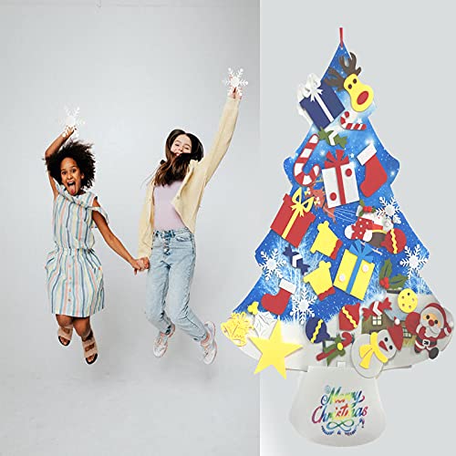 Diy Felt Christmas Tree Kids Christmas Tree Set Wall Hanging Detachable Ornaments With 30Pcs Cute Christmas Detachable Ornaments Kit For Home, Door, Classroom & Party Supplies (Snowman Style) #TOP5