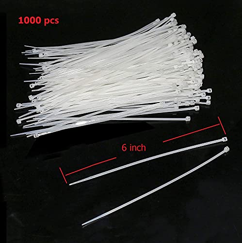 Self Locking Wire Cable Zip,1000 Pcs Tie Fasten Wrap 6 Inch Nylon Zip Tie By Magicorange (3X150Mm, White) #TOP3