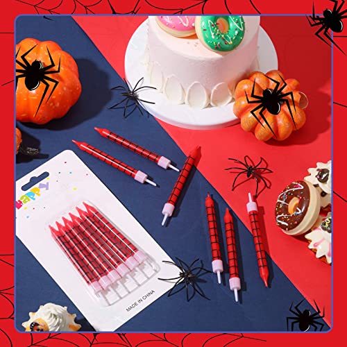 12 Pcs Spider Themed Birthday Candles Spider Web Cake Topper For Spider Party Decoration Birthday Baby Shower Halloween Party #TOP5