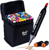 Kit Canetinhas para Pintar Bobbie Goods 24 ou 48 Cores – Canetas Ponta Dupla para Tecido, Acrílico e Papel – Estojo com Marcadores Artísticos para Desenho, DIY, Colorir e Customizar (48)