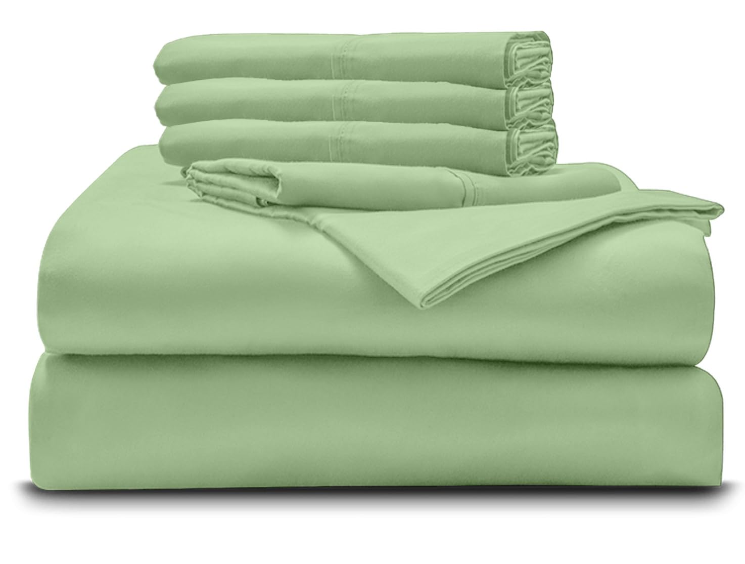 Parure de lit 6 pièces en coton égyptien 800 fils pour lit double XL d'exception coloris sauge