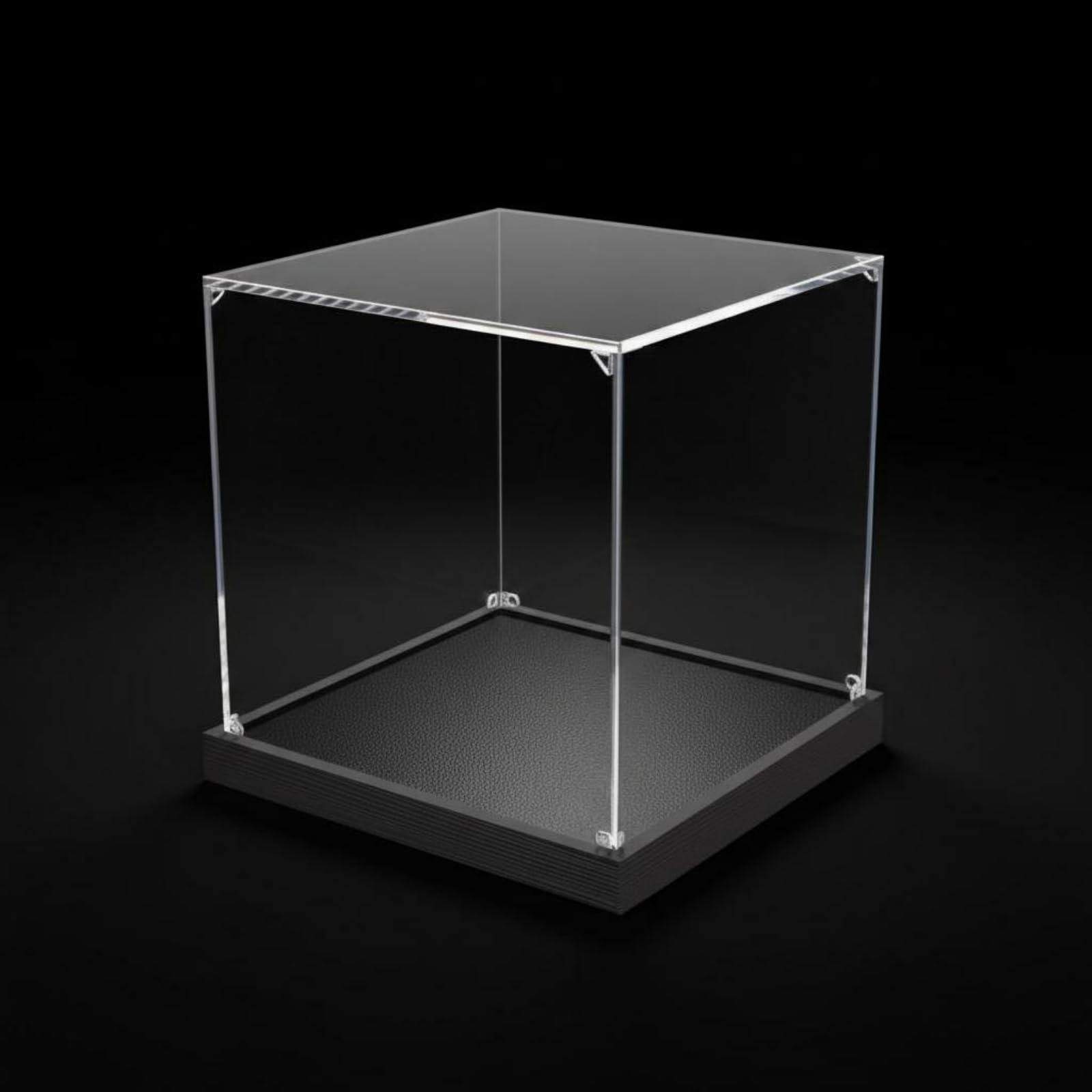 Caja Acrílica Transparente Alta Transparencia Cubierta Antipolvo Figuras Fácil Montaje Vitrina Expositora para Coleccionistas , 15x25x60 Cm Largo X Ancho X Alto , Base Negra