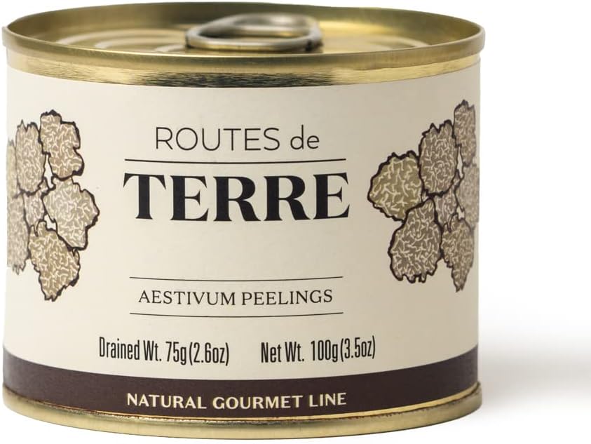 Routes de Terre | Summer Black Truffle Shavings Preserved in Natural Juices | Tuber Aestivum | Preserved, Imported, Gourmet | Total Weight 3.5 ounces | Chef-inspired Ingredients