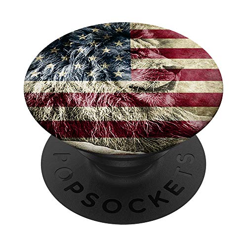 American Flag Grip Lion Design. Patriotic Grip PopSockets PopGrip: Swappable Grip for Phones & Tablets