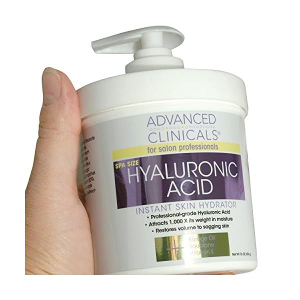 Advanced Clinicals Anti-aging Hyaluronic Acid Cream for face, body, hands. Instant hydration for skin, spa size. (16oz)