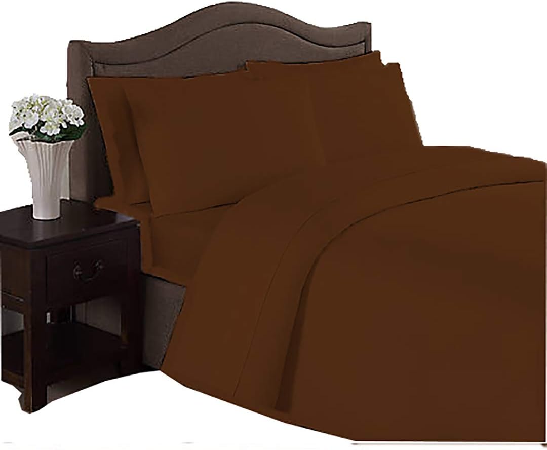 BedDecor 300 Thread Count 6 Piece Bed Sheet Set 100% Egyptian Cotton with 27 Inch Extra Deep Pocket Premium Super Soft Hotel Quality Bedding(Chocolate,Twin)
