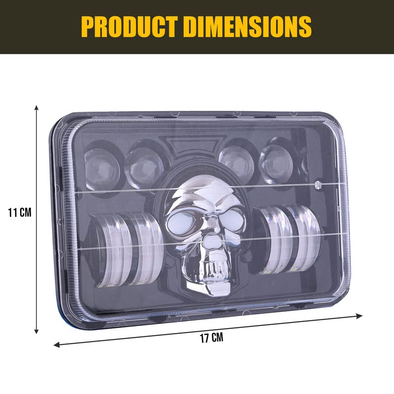 Image of AllExtreme LED SKULL Headlight Lamp 50W Ultimate Headlamp Uniform Light with Heat Dissipation Bright Beam Compatible with Splendor Bike Motorcycle