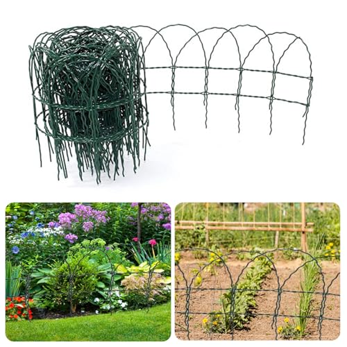 ADEPTNA 10m Garden Green PVC Coated Border Fence – Strong Rot-Proof Reusable and Flexible for Curved Edges – Ideal for Boundaries and Decorative Edging (400mm Height)