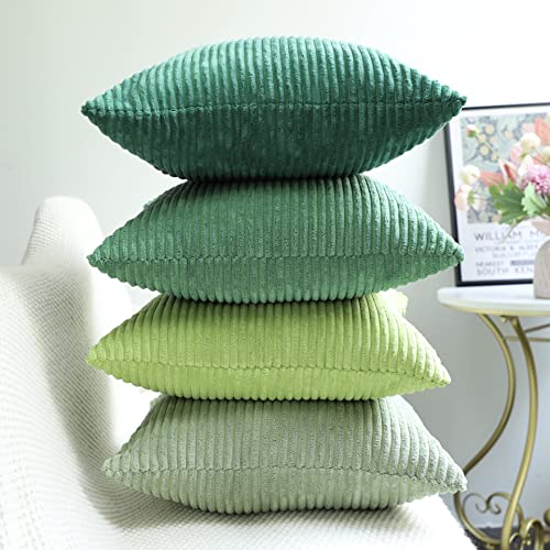 Mekajus Pack Of 4 Pillow Covers 18X18 Green Decorative Throw Pillow Covers Soft Corduroy Solid Pillow Covers Modern Decor Square Cushion Covers For Couch Sofa Bedroom Car Living Room (Green) #TOP6
