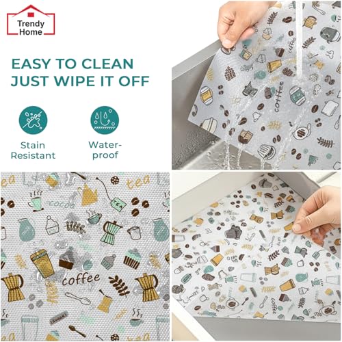 Image of Trendy Home Anti-Slip Mat 45 cm x 3 m for Drawers, Fridge & Shelf Liners | Printed Design, Non-Slip, Food Grade EVA, Washable Kitchen Mat, Brew Nest