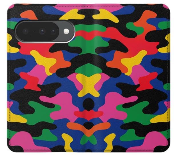 Housse Google Pixel 10 etui clapet cuir camouflage coloré