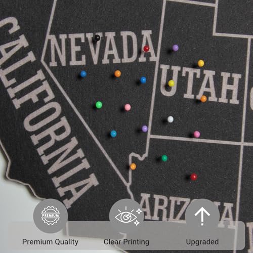 Vyvox USA Travel Map with Pins, 17x27 Inch Push Pin United States Map for Travel Tracking, States Visited Tracker & Bulletin Board, Pin Board for Wall, RV and Home Décor by Vyvox - Used condition - Image 3