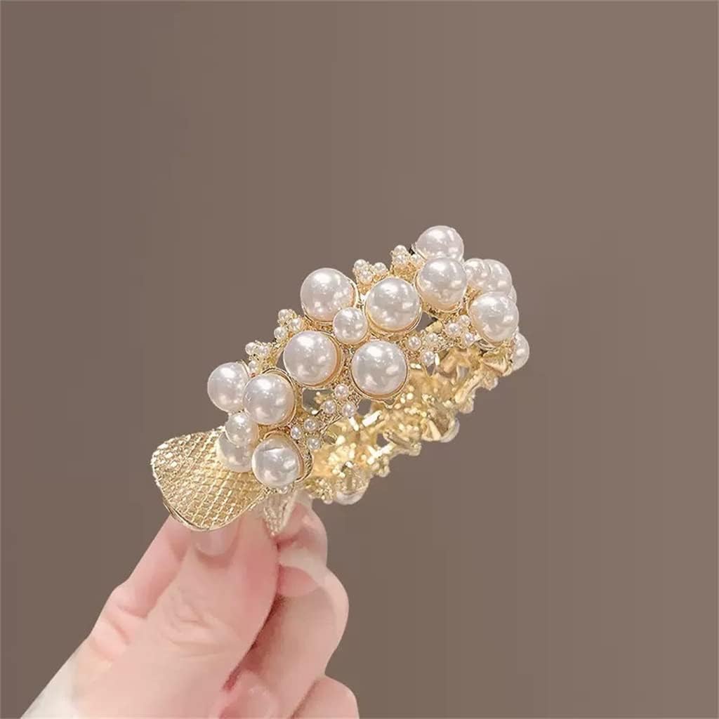高ポニーテール グリップ クリップ固定神パール メタル ヘア クリップ女性夏のポニーテール クリップ ヘア カード ヘッドドレス