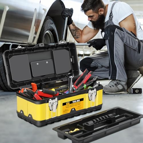 Powstr 5017 16 Inch Tool Box With Tray,Small Stainless Steel Toolbox thumb #6