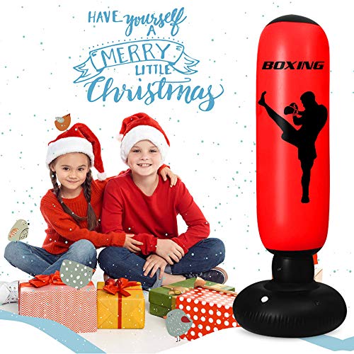 Christmas Punching Bag for Kids and Adults, 63Inch Punching Bag Freestanding Bounce Back Boxing Bag Fitness Punching Bag MMA Tumbler Sandbag for Practicing Karate, Taekwondo, MMA and to Release Energy - Thumbnail 7
