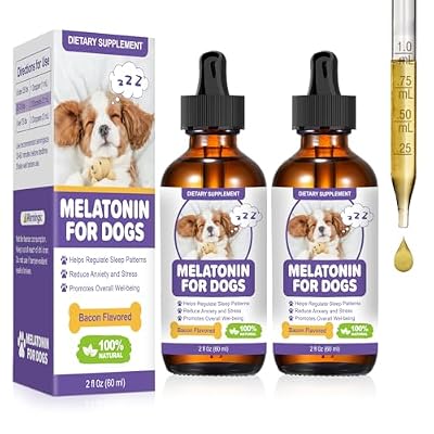 Melatonin for Dogs,Dog Sleep Aid,Calming for Dogs,Melatonin for Sleep Relieves Anxiety and Stress in Dog, Helps Calm and Restful Sleep,Bacon Flavor