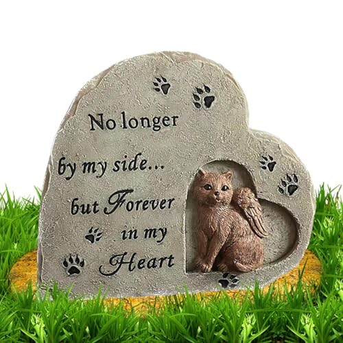 Piedra conmemorativa para animales de compañía-piedra de jardín para gatos ángel gato, lápidas de gato de resina resistentes a las temperías para jardín, césped, patio trasero, exterior