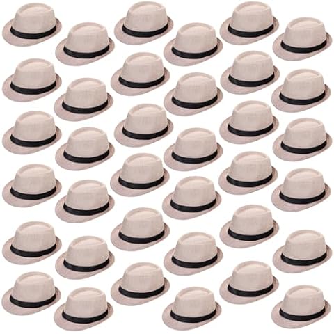 Suhine 36 Pcs Men Fedora Style Straw Hats Cover