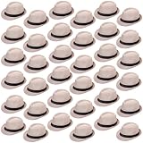 Suhine 36 Pcs Halloween Men Fedora Hat Bulk 20s Straw Short Brim Sun Panama Women Party Costume, Circumference 60 cm (Creamy White)