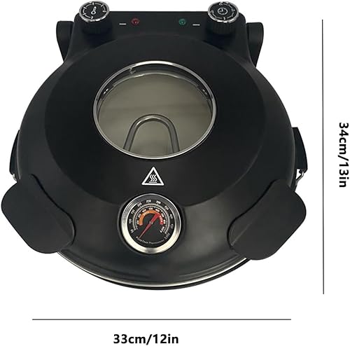 Miniatura 2 de Pizza eléctrica, Pizza en 4 minutos en horno de pizza de 1200 W, placa de piedra refractaria de 12.2 in, máquina de pizza máx. 788.0 F, negro