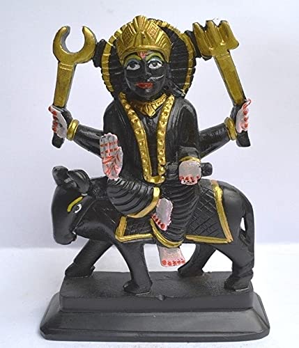 Estatua Shani Dev en piedra negra 7 pulgadas miniatura 6