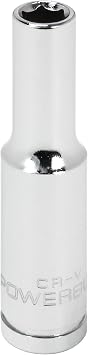Powerbuilt 1/4 Inch Drive x 7/32 Inch SAE Deep Socket, 6 Point, Chrome-Vanadium made, Size Marking - 948309