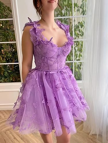 Robe de soirée en tulle rose taille 50 avec papillons 3D - 5
