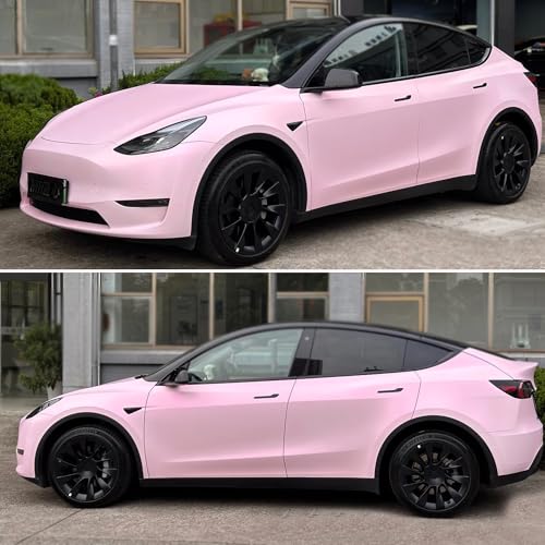 Image of Matte Light Pink to Purple Chameleon Car Vinyl Wrap Satin Finish Color Changing Self Adhesive DIY Car Body Film for Vehicle Interior Exterior Decoration, 59.84 inch x 629.92 inch (The Whole Roll)