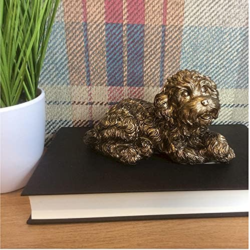 Bronze Lying Cockapoo Dog Figurine Ornament Boxed