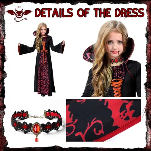 Clundoo Vampire Costume Kids, Vampire Costume Girl, Girls Vampire Dress, Vampire Outfit Kids for Role-Playing - Image 2