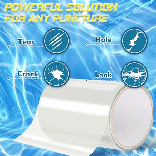 Paistely Pool Reparaturset, Wasserdichtes Pool Flickzeug Selbstklebendes Reparaturband Durchsichtig TPU Reparatur Flicken Flickset für Luftmatratze, Wasserbett, Aufblasbare Boot und So (10cm x 152cm)