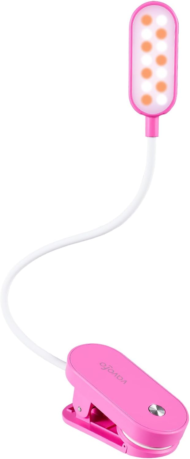 VAVOFO Rechargeable Book Light, 14 LEDs Eye Care Clip On Amber Reading Light for Bookworms Reading in Bed with 9 Colors 9 Brightness (Rose) VAVOFO Rechargeable Book Light, 14 LEDs Eye Care Clip On Amber Reading Light for Bookworms Reading in Bed with 9 Colors 9 Brightness (Rose)