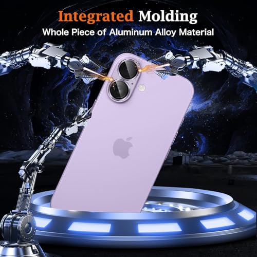 Image of Choiche Camera Lens Protector for iPhone 17 6.3-Inch, Full Coverage 9H Tempered Glass Ring Cover, Matte Metal Plate, Case Friendly, 1-Pack (Purple)