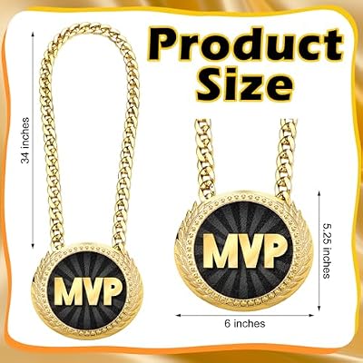 Tondiamo Sports MVP Turnover Chain Medal 6 Big Gold Champ Award Necklace Chain Baseball Basketball Football Soccer Softball Volleyball Sports Competitions Prize Gifts and Party Favors