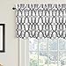 DriftAway Mason Geometric Trellis Pattern Window Curtain Valance Rod Pocket 52 Inch by 18 Inch plus 2 Inch Header Gray