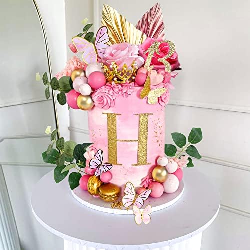 JeVenis Pink Balls Cake Decoration Baby Shower Cake decoration Butterfly Cake Decoration Rose Cake decoration Boho Cake Decoration Palm Leaves Cake Decoration