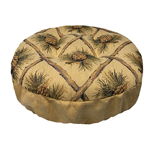 Rustic Lodge & Lake House Bar Stool Cover With Adjustable Drawstring Yoke - Latex Foam Cushion - Woodlands, Wilderness (Pine Cones Beige, Standard) #TOP10